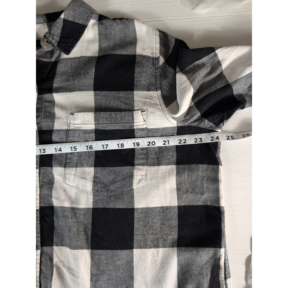 SO Kohl’s Juniors XL Flannel Shirt Button Down Plaid Black White Long Sleeve - Picture 8 of 11